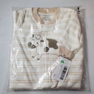 Carters Sleep Bag Unisex 0-3 Months Ivory Cow Baby Infant Fleece Snuggie